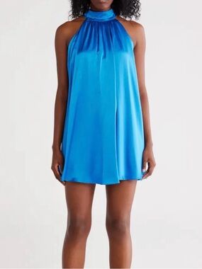 Alice + Olivia Electric Blue Halter Slip Dress